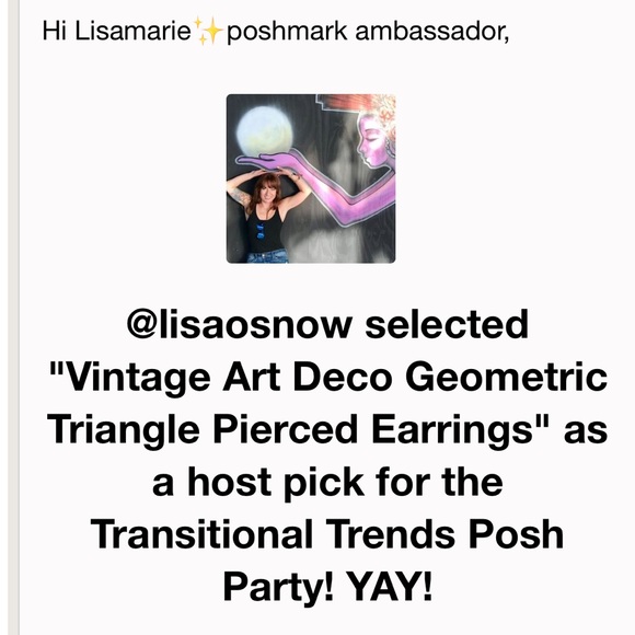 Vintage Art Deco Geometric Triangle Pierced Earrings - Picture 5 of 6